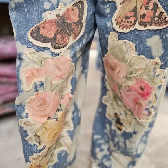 A RARE BIRD BUTTERFLY ROSE OVERALLS NWT sz OS - Picture 10 of 11